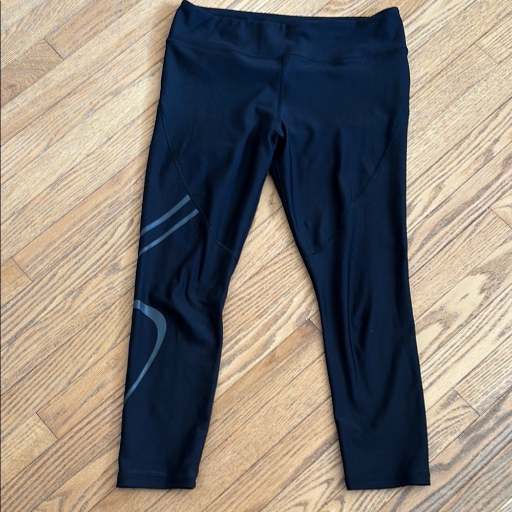 Black Athletic Leggings with Gray Accents